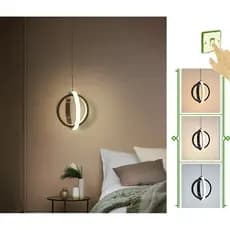 Pendente Minimalista Led Kong Anel Duplo Moderno Preto Cabeceira Lavabo Ilha Cabo 2m - 3 Cores
