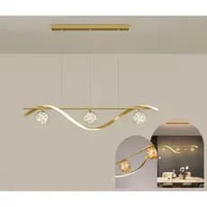 Lustre Pendente Moderno Dourado Espiral Com Globos Em Fio De Fada Led - 3 Cores