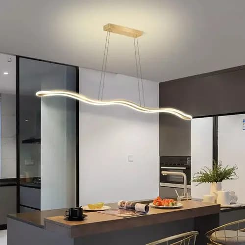 Lustre Pendente Moderno Nórdico Minimalista Ondulado Dourado - 3 Cores