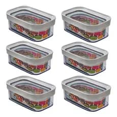 Kit 6 Potes Herméticos Lanche Escolar Lancheira 450ml Cor Pote Hermetico Marmita Branco