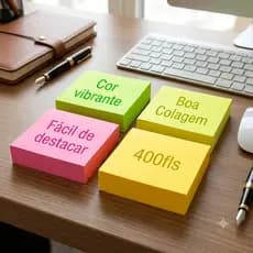 Bloco Adesivo Post It 400fls Cores Vibrantes Grande Cola Bem Fácil Destacar