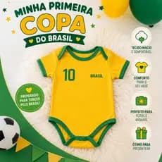 Body Bebê Minha Primeira Copa Brasil Roupa Bebê Copa Do Mundo Torcedor #VaiBrasil