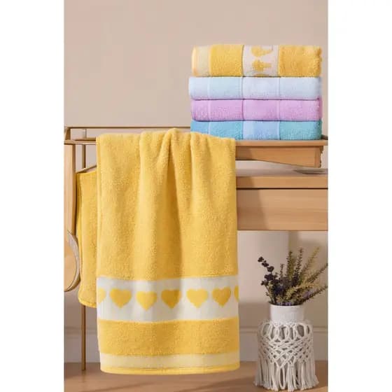 Toalha de BANHO AMORE corações bordados 100% algodão
