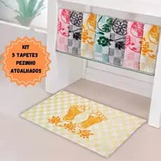 Kit 5 Tapete Pezinho Banheiro 5 Unidades de Tape Para Banheiro Lavabo Toalha de Piso Atoalhado