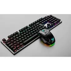 Kit Teclado Rgb E Mouse Gamer 7 Botões 4800 Dpi + Mousepad Cor do mouse Preto Cor do teclado Preto