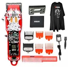 Kit Máquina De Cortar Cabelo + Acessórios // Wmark Ng409 Transparente Capa Cor Vermelho 100V/240V