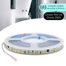 Fita Direta Dupla 240leds/m Rolo 10m Não Usa Fonte Led Branco Frio, Neutro ou Quente 110v