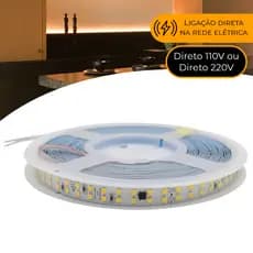 Fita Direta Dupla 240leds/m Rolo 10m Não Usa Fonte Led Branco Frio, Neutro ou Quente 110v ou 220v