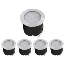 Kit 5 Balizador Spot Led Embutir Chão Piso Jardim Quente / Frio / Verde