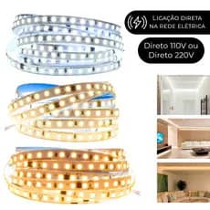 Fita Led 110v/220v Direta 120leds/m Rolo 10m Não Usa Fonte