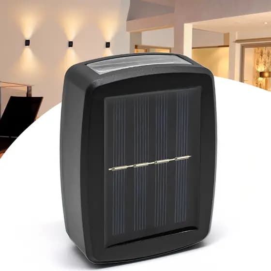 Kit Luminária Arandela Solar Branco Quente 2 Focos Slim Uso Externo Led Para Parede