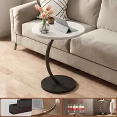 Mesa Decorativa Lateral Canto Redonda Apoio Sofá Cama Multiuso