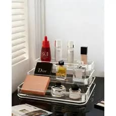 Expositor de Perfumes Cosméticos 3 Andares Multiuso Organizador Prateleira Diamante Acrílico Porta Maquiagem Beleza