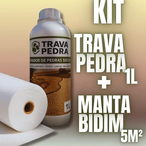Kit Trava Pedra 1L + 5m Manta Bidim Fixador De Pedras Seixos Britas Jardim Caminho Proteção Umidade