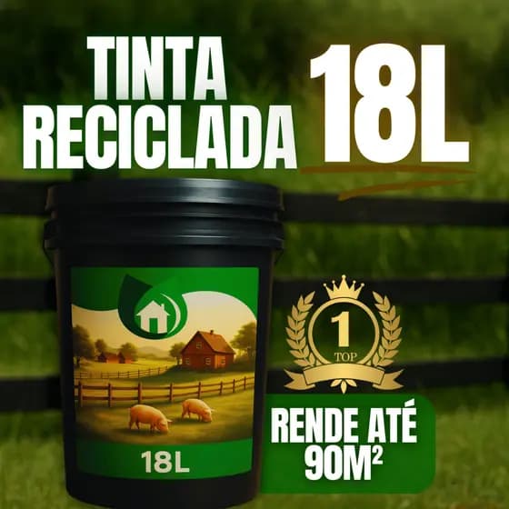 Tinta Óleo Reciclada 18L Preta Alta Cobertura e Resistência Para Madeira, Metal e Alvenaria