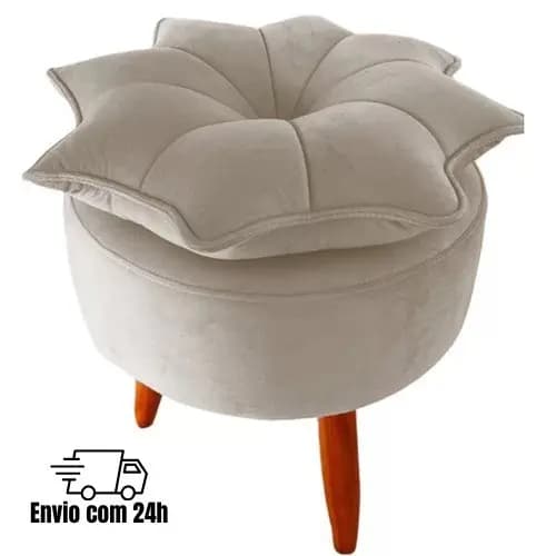 Puff Pétala Decorativo Banqueta Para Sala Quarto Sala De Estar Recepção Pés Palito