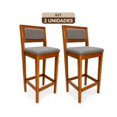 Kit 2 Banquetas Hellen Alta Linho com Encosto Estofado Banqueta Cozinha Bancada Ilha Bar Elegante Confortável