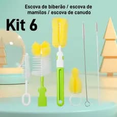 Kit de 6 Escovas para Limpeza de Copo Garrafa Louça Canundo Escovinha de Metal para Canudo Casa