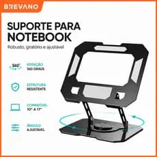 Suporte de Metal Para Notebook de Até 17" com Giratória de 360° Ajustável Resistente