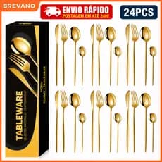 24 Kit Jogo De Talheres Inoxidável 416 Suprimentos De Cozinha Talheres de Dourados Talheres