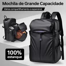 Mochila Masculina Expansível Impermeável com Espaço para Capacete Várias Divisórias Reforçada Ótima Qualidade Preta