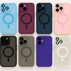 Capinha iPhone MagSafe Fosca Câmera Fechada Colorida + Pelicula Ceramica