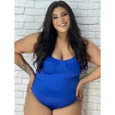 Body Maiô Feminino Plus Size Com Bojo Meia Taça Moda Praia Veste do 46 ao 52