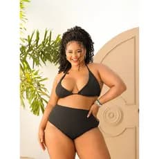 Biquini Plus Size Top Cortininha Alça Sustentação Hot Pants Conjunto Tendencia Verão