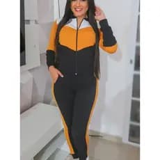 Conjunto Feminino De Frio e Treino Blusa Com Zíper e Calca Com Bolso