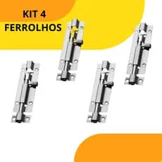 Kit 4 Trinco Ferrolho Fecho Cromado Para Porta Portão Janela 7,5 Cm Com Parafusos
