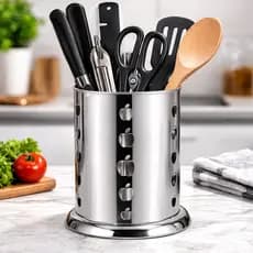 Escorredor de Talheres em Aço Inox com Drenagem – Porta Colheres, Garfos e Facas para Cozinha