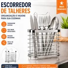 Escorredor de Talheres Aço Inox Porta Talheres Cozinha Organizador com Alça para Pendurar