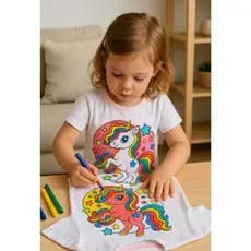 Camiseta Infantil Com Desenho Para Colorir Menina
