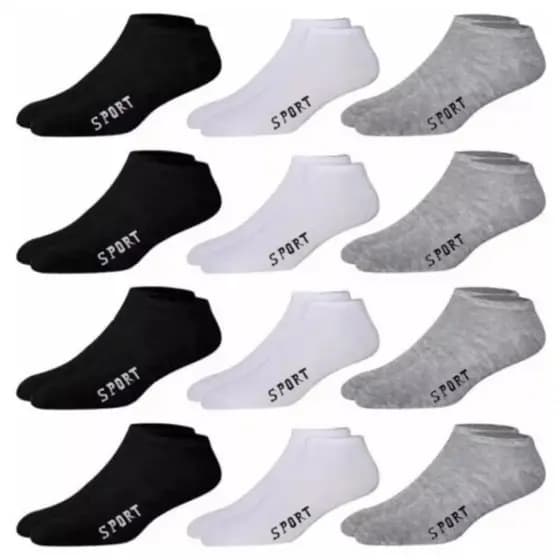 12 Pares Meia Cano Baixo Soquete Unissex Futebol Futsal Conforto Durabilidade e Estilo