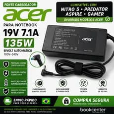 Fonte Carregador Acer Nitro 5 Predator Helios 19V 7.1A 135W Original Compatível Gamer