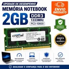Memória Notebook 2GB DDR3 1333MHz PC3-10600