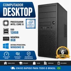 Computador Desktop Core i5 8GB SSD 120GB Torre Pronta Para Uso Escritório Estudo Loja