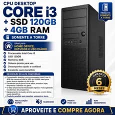 Computador Desktop Core i3 4GB RAM SSD 120GB Windows Pronto Para Uso | Somente Torre