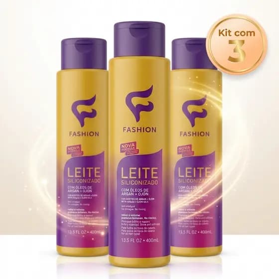 Leite Siliconizado Fashion Creme Para Pentar Kit com 3 x 400ml Antifrizz