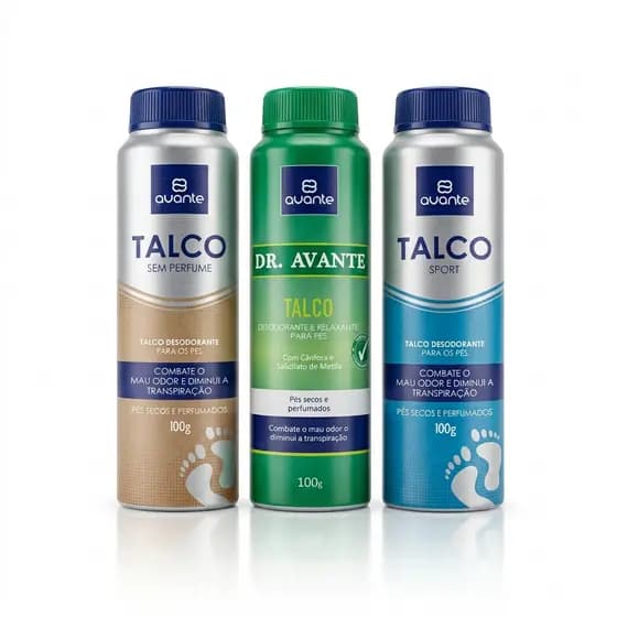 Kit 3 Talco Desodorante Para Pés Avante Antiodor Combate Suor e Mau Cheiro