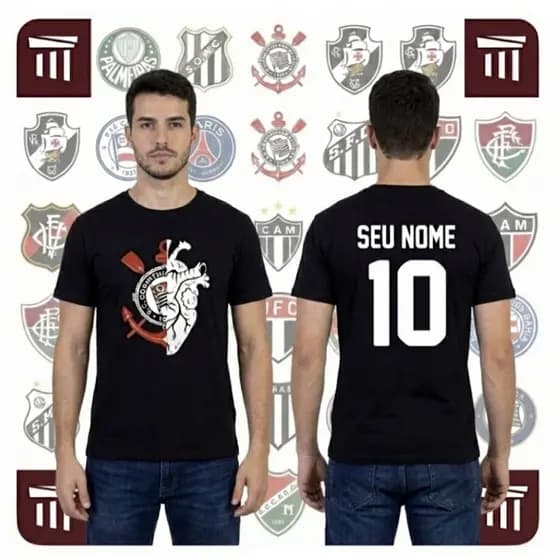 Camiseta umissex meu coração por ti bate em malha 100 % algodão