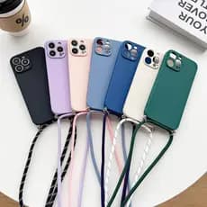 Capa  Capinha  Aveludada com Cordão  Alça Crossbody Para iPhone 15 plus