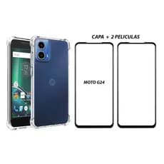 Capa Capinha Anti Impacto + Película 3d Vidro Para Moto G24