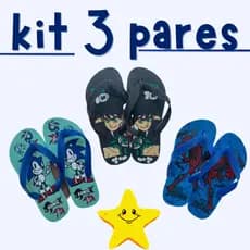 Kit 3 Pares de Chinelo Masculino Infantil SORTIDOS Menino Mais Vendidos