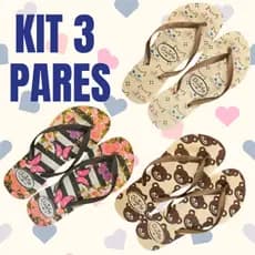Kit 3 Pares de Chinelo Feminino Adulto Mais Vendidos Envio Imediato Promocao