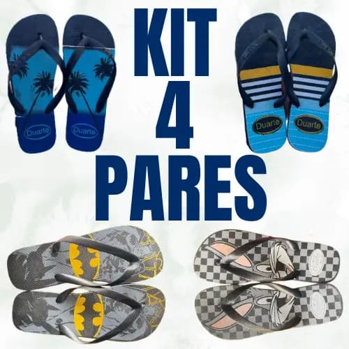 Kit 4 Pares de Chinelo Masculino Adulto Barato Promocao