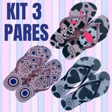 Kit 3 Pares de Chinelo Feminino Adulto Mais Vendidos Envio Imediato