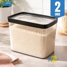 Pote Hermético 4 Liros Para Arroz Ração Grãos Mantimentos Empilhável Cozinha Organização