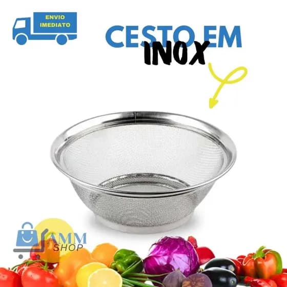 Cesta Multiuso Em Aço Inox 25 Escorredor De Alimentos Cozinha