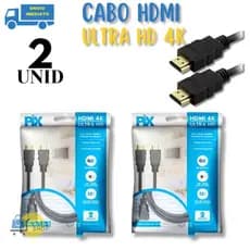 Cabo Hdmi 4K 2.0 HDR 19P 2M Gold Alta Definição de Áudio e Vídeo Kit com 2 Unidades
